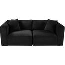 Meridian Shaggy Black Corduroy Performance Fabric Modular Sofa IMAGE 6