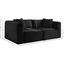 Meridian Shaggy Black Corduroy Performance Fabric Modular Sofa IMAGE 9