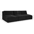 Meridian Shaggy Black Corduroy Performance Fabric Modular Sofa IMAGE 10
