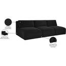 Meridian Shaggy Black Corduroy Performance Fabric Modular Sofa IMAGE 11