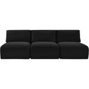 Meridian Shaggy Black Corduroy Performance Fabric Modular Sofa IMAGE 3