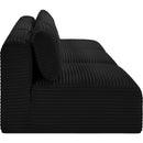 Meridian Shaggy Black Corduroy Performance Fabric Modular Sofa IMAGE 4