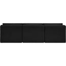 Meridian Shaggy Black Corduroy Performance Fabric Modular Sofa IMAGE 5