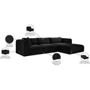 Meridian Shaggy Black Corduroy Performance Fabric Modular Sectional IMAGE 13