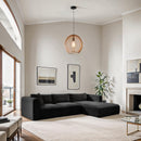 Meridian Shaggy Black Corduroy Performance Fabric Modular Sectional IMAGE 2