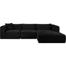 Meridian Shaggy Black Corduroy Performance Fabric Modular Sectional IMAGE 3