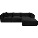 Meridian Shaggy Black Corduroy Performance Fabric Modular Sectional IMAGE 6