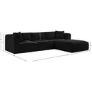 Meridian Shaggy Black Corduroy Performance Fabric Modular Sectional IMAGE 12