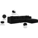 Meridian Shaggy Black Corduroy Performance Fabric Modular Sectional IMAGE 13
