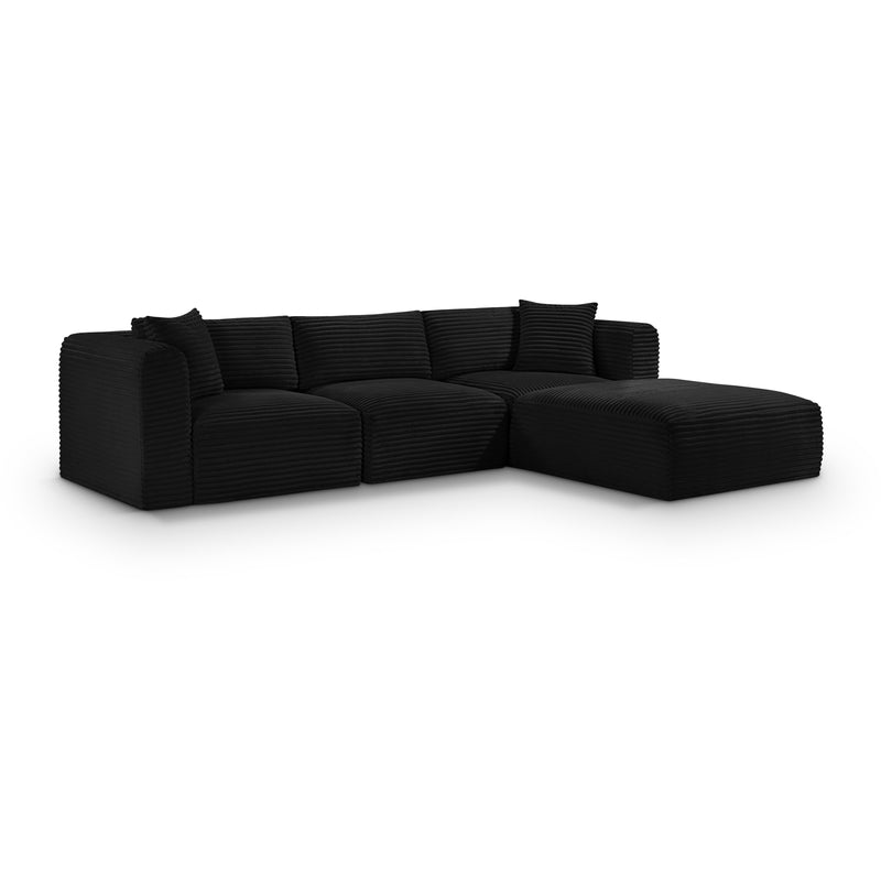 Meridian Shaggy Black Corduroy Performance Fabric Modular Sectional IMAGE 1