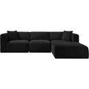 Meridian Shaggy Black Corduroy Performance Fabric Modular Sectional IMAGE 3