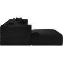 Meridian Shaggy Black Corduroy Performance Fabric Modular Sectional IMAGE 4