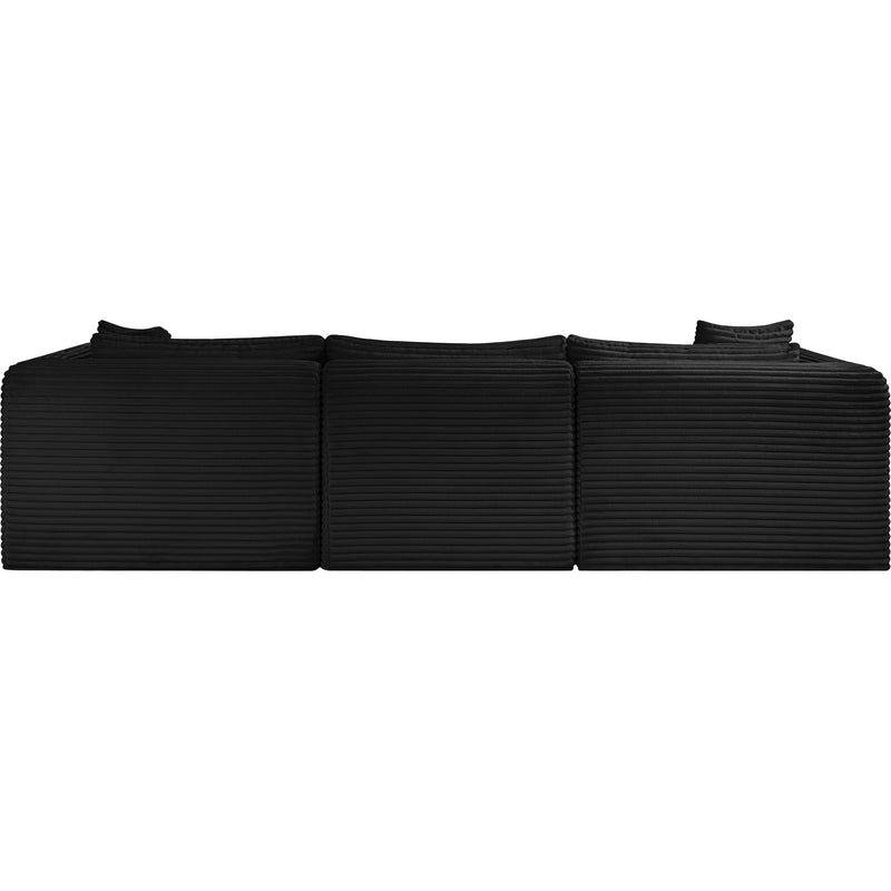 Meridian Shaggy Black Corduroy Performance Fabric Modular Sectional IMAGE 5