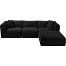 Meridian Shaggy Black Corduroy Performance Fabric Modular Sectional IMAGE 6