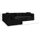 Meridian Shaggy Black Corduroy Performance Fabric Modular Sectional IMAGE 12