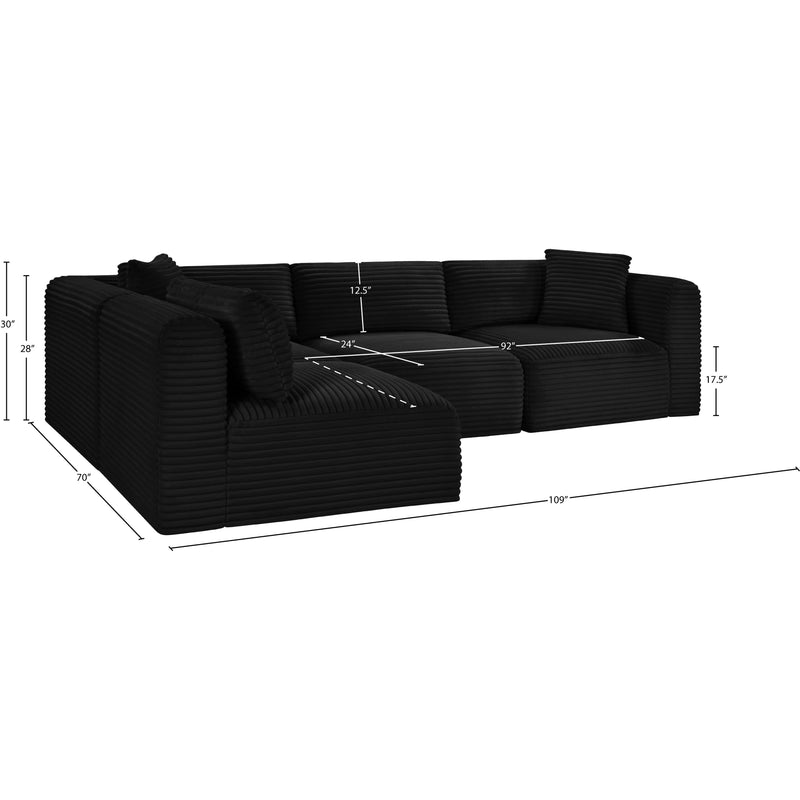 Meridian Shaggy Black Corduroy Performance Fabric Modular Sectional IMAGE 12