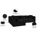 Meridian Shaggy Black Corduroy Performance Fabric Modular Sectional IMAGE 13