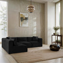 Meridian Shaggy Black Corduroy Performance Fabric Modular Sectional IMAGE 2