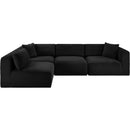 Meridian Shaggy Black Corduroy Performance Fabric Modular Sectional IMAGE 3
