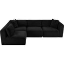Meridian Shaggy Black Corduroy Performance Fabric Modular Sectional IMAGE 6