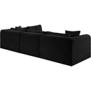 Meridian Shaggy Black Corduroy Performance Fabric Modular Sectional IMAGE 7