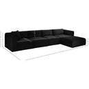 Meridian Shaggy Black Corduroy Performance Fabric Modular Sectional IMAGE 12