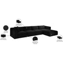 Meridian Shaggy Black Corduroy Performance Fabric Modular Sectional IMAGE 13