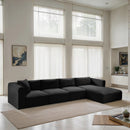 Meridian Shaggy Black Corduroy Performance Fabric Modular Sectional IMAGE 2