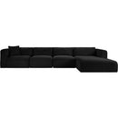 Meridian Shaggy Black Corduroy Performance Fabric Modular Sectional IMAGE 3