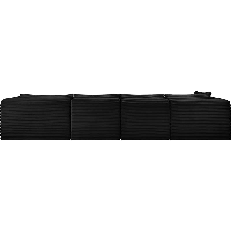 Meridian Shaggy Black Corduroy Performance Fabric Modular Sectional IMAGE 5