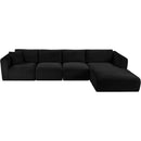 Meridian Shaggy Black Corduroy Performance Fabric Modular Sectional IMAGE 6