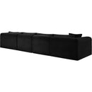 Meridian Shaggy Black Corduroy Performance Fabric Modular Sectional IMAGE 7