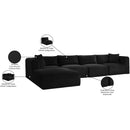 Meridian Shaggy Black Corduroy Performance Fabric Modular Sectional IMAGE 13