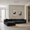 Meridian Shaggy Black Corduroy Performance Fabric Modular Sectional IMAGE 2