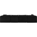 Meridian Shaggy Black Corduroy Performance Fabric Modular Sectional IMAGE 5