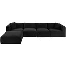 Meridian Shaggy Black Corduroy Performance Fabric Modular Sectional IMAGE 6