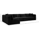 Meridian Shaggy Black Corduroy Performance Fabric Modular Sectional IMAGE 12