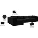 Meridian Shaggy Black Corduroy Performance Fabric Modular Sectional IMAGE 13