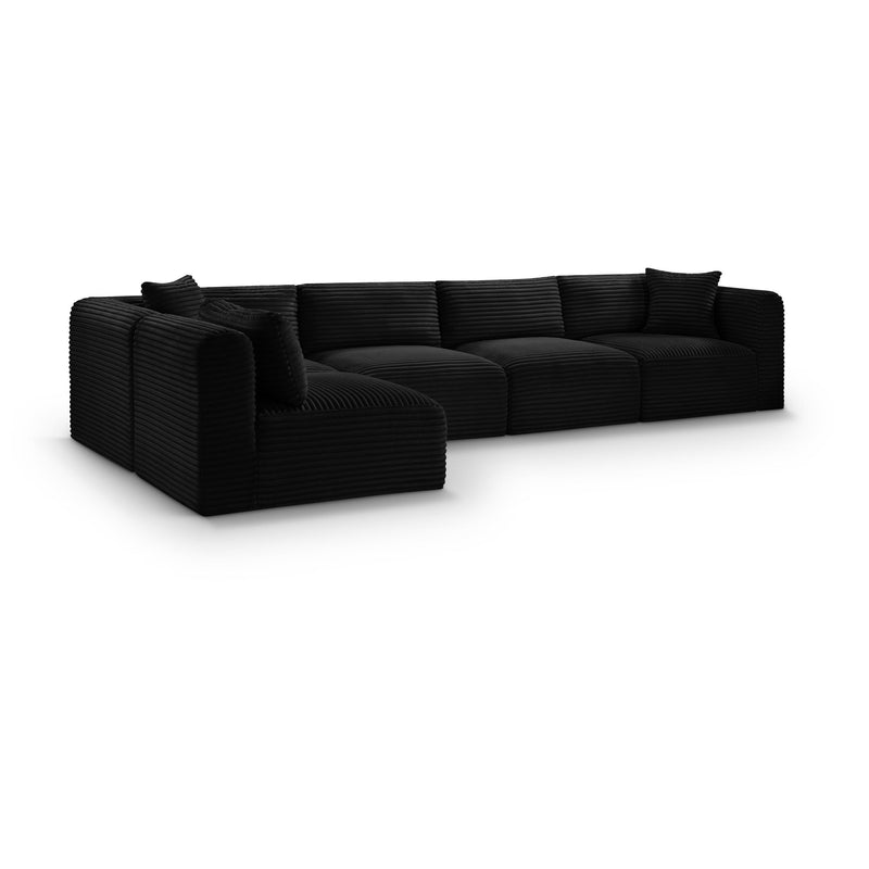 Meridian Shaggy Black Corduroy Performance Fabric Modular Sectional IMAGE 1