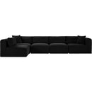 Meridian Shaggy Black Corduroy Performance Fabric Modular Sectional IMAGE 3