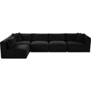 Meridian Shaggy Black Corduroy Performance Fabric Modular Sectional IMAGE 6