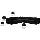 Meridian Shaggy Black Corduroy Performance Fabric Modular Sectional IMAGE 12