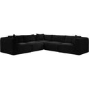 Meridian Shaggy Black Corduroy Performance Fabric Modular Sectional IMAGE 3