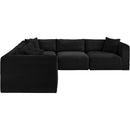 Meridian Shaggy Black Corduroy Performance Fabric Modular Sectional IMAGE 4