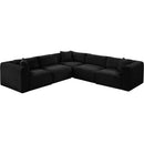 Meridian Shaggy Black Corduroy Performance Fabric Modular Sectional IMAGE 6