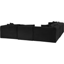 Meridian Shaggy Black Corduroy Performance Fabric Modular Sectional IMAGE 7