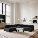 Meridian Shaggy Black Corduroy Performance Fabric Modular Sectional IMAGE 2