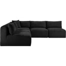 Meridian Shaggy Black Corduroy Performance Fabric Modular Sectional IMAGE 4