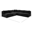 Meridian Shaggy Black Corduroy Performance Fabric Modular Sectional IMAGE 9