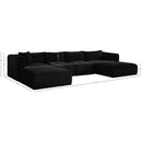 Meridian Shaggy Black Corduroy Performance Fabric Modular Sectional IMAGE 12